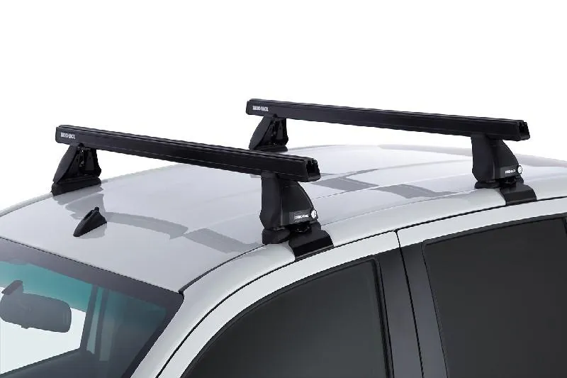2 Barras de techo Rhino Rack Havy Duty 2500 Negras para TOYOTA Hilux Gen 8 4dr Ute Double Cab 10/15