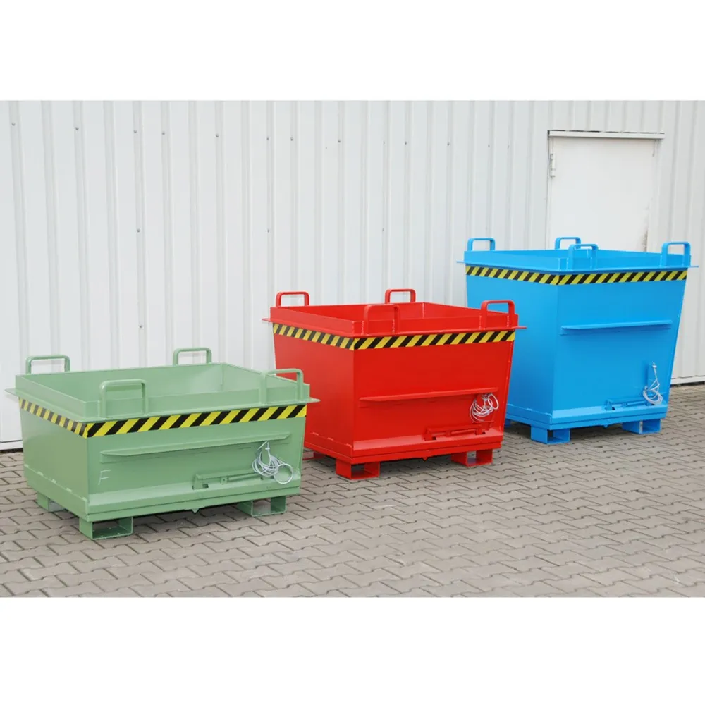 Bauer® Contenedor con trampilla apilable, pintado, volumen 0,7 m³, RAL 6011 verde reseda