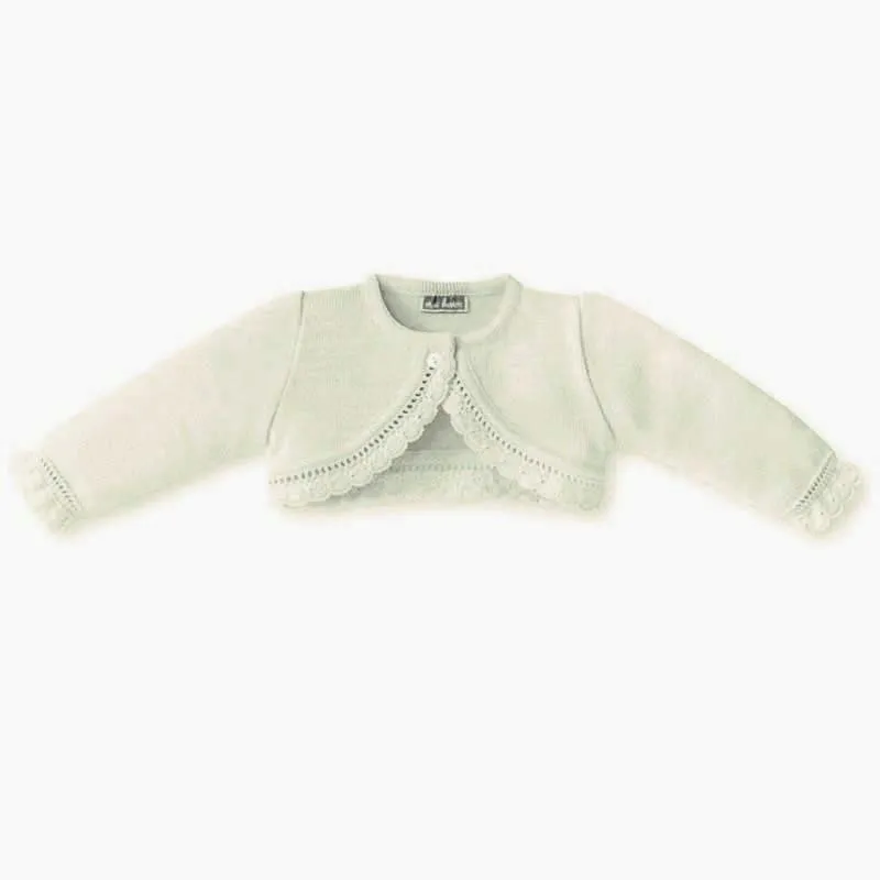 CHAQUETA NIÑA PUNTO VERANO VOLANTE - CRUDO