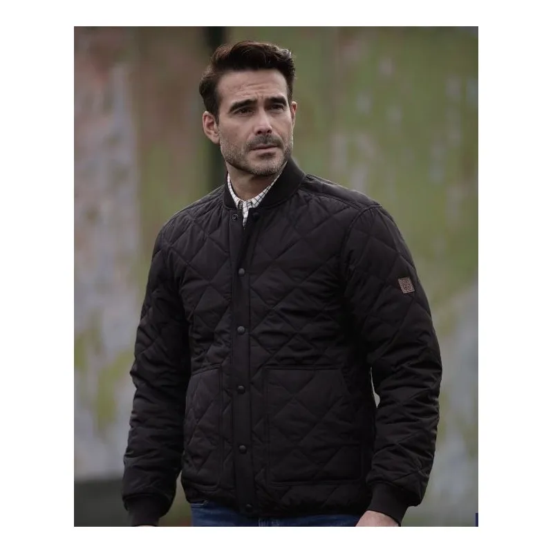 Chaqueta Oxford Blue Keswick Quilted Black/Tan