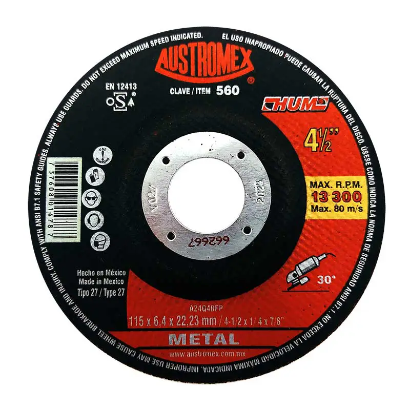 Discos para Desbaste de Metal  AUSTROMEX 560 DE 4 1/2 PULG