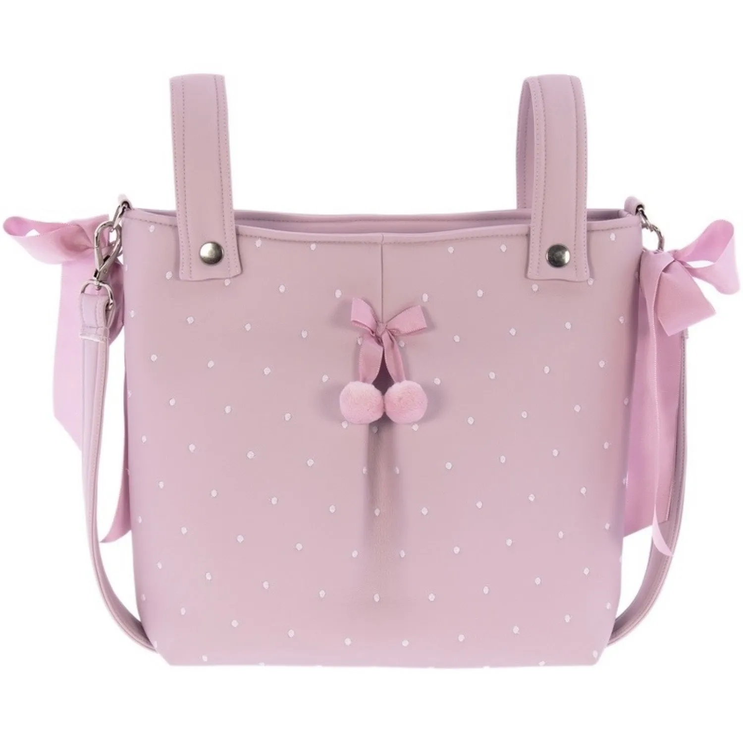 Faux leather bread bag with bodoques and pompoms