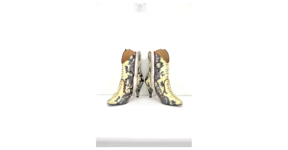 Ganni para mujer tacones bota cowboy Castaño Negro Multicolor Beige Caqui Impresión de pitón Amarillo Crema Ébano Coñac Gris ant