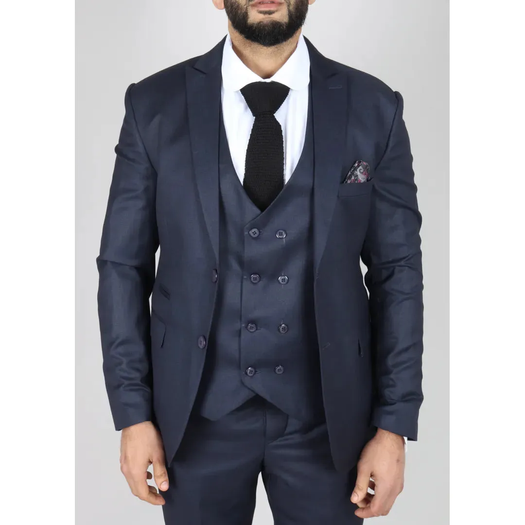 IM1 -DB - traje de 3 piezas azul marino para hombres