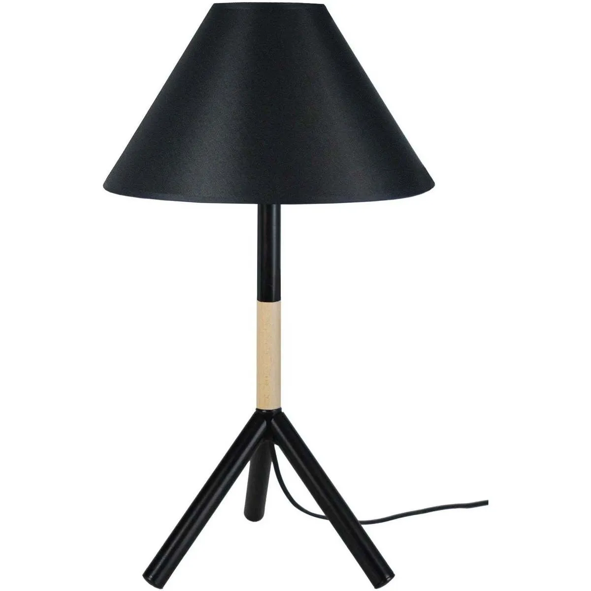 Lámpara de Mesa redondo madera natural y negro