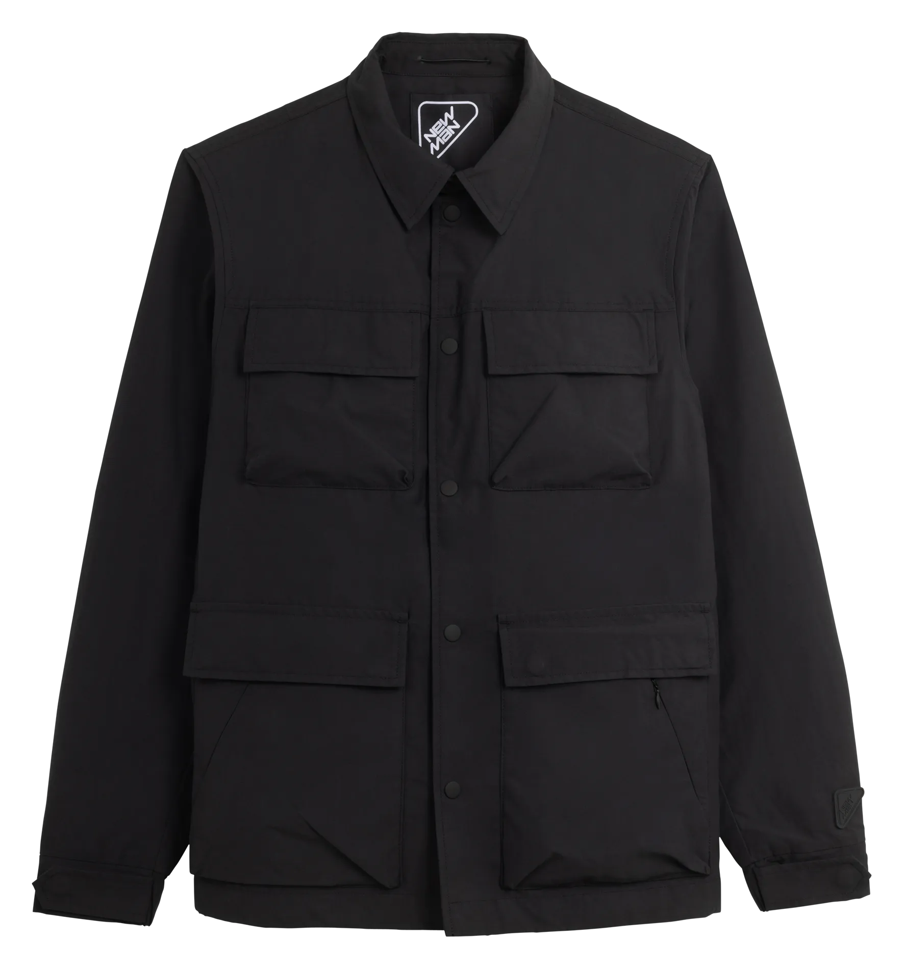 NEW MAN DESERT - Chaqueta recta de mezcla de algodón con cuello clásico en negro