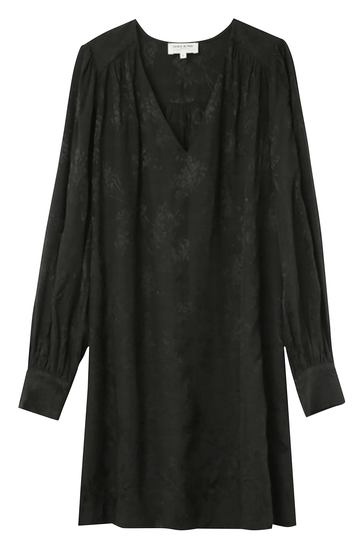 ONDINE - Vestido corto con cuello de pico en negro