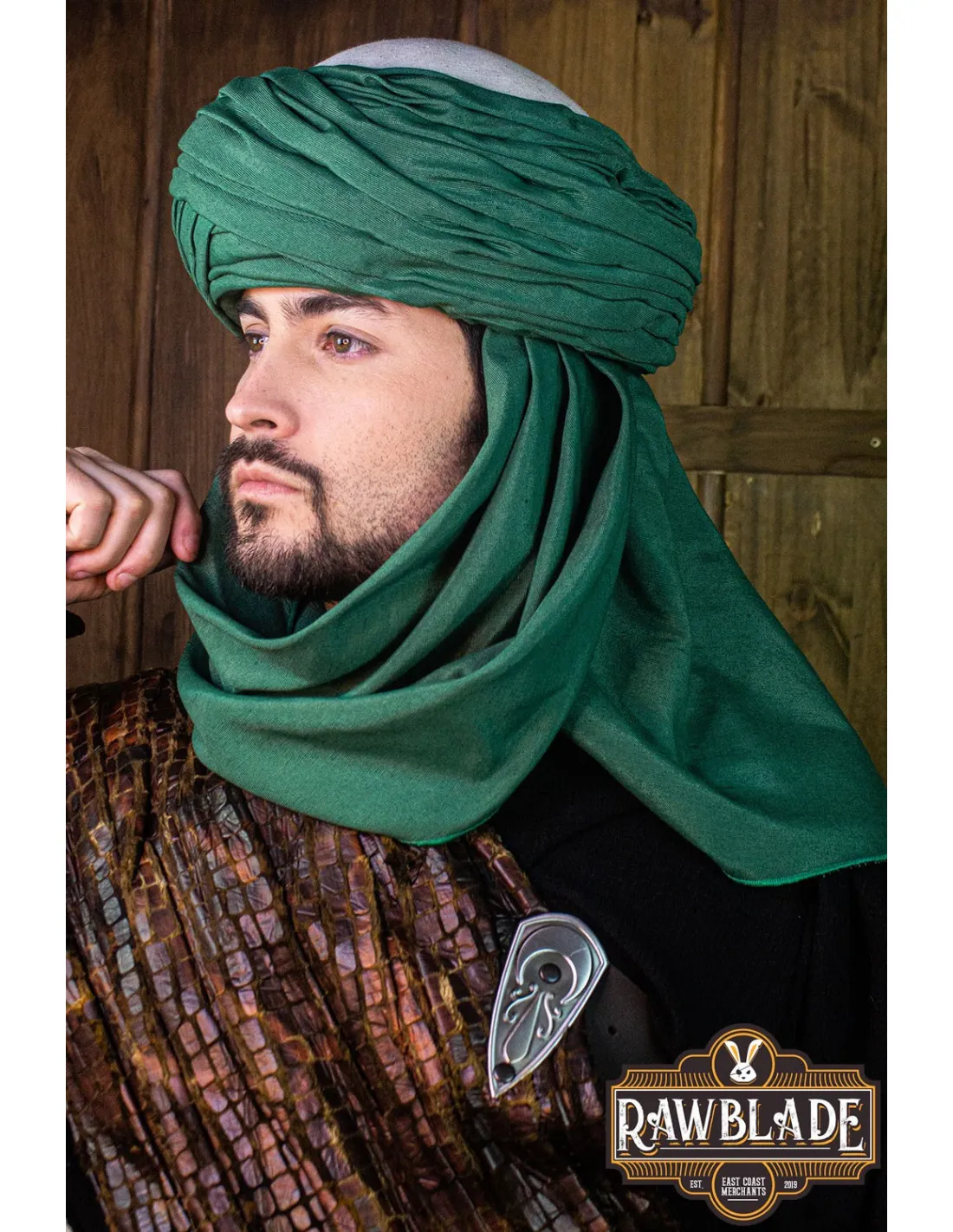 Turbante árabe Azraq- Blanco y Verde