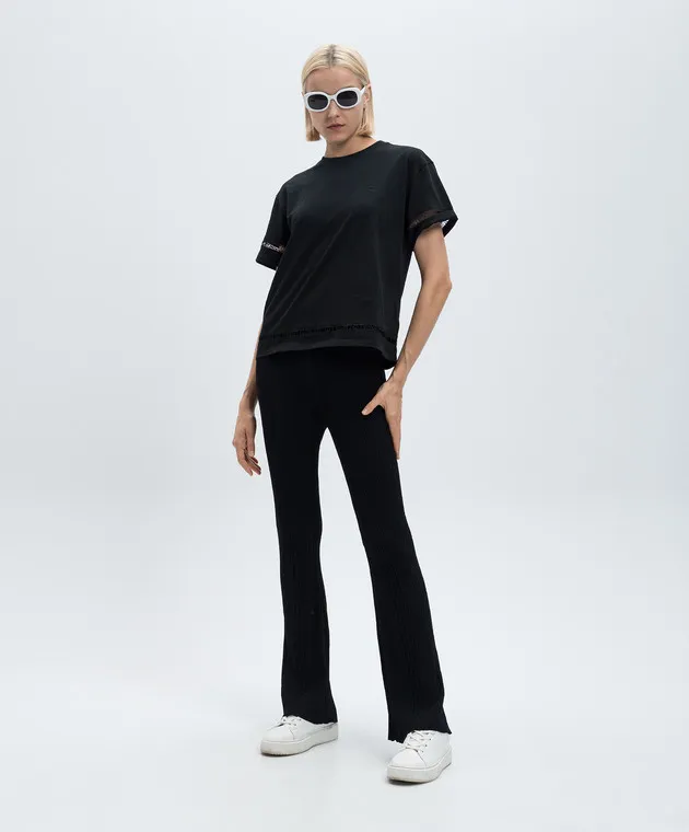 Twinset Black flared pants with a logo