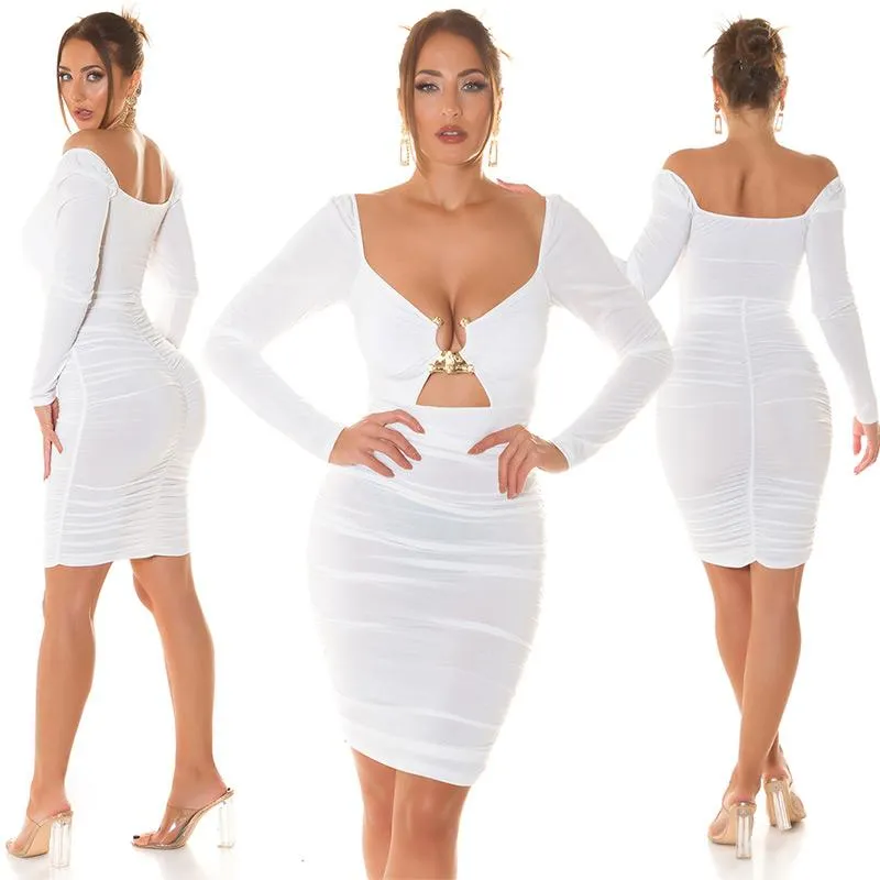 Vestido escote espectacular blanco