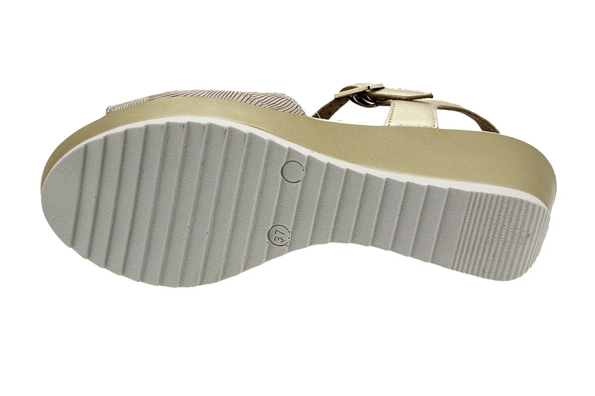 Wegde Sandal Beige Leather