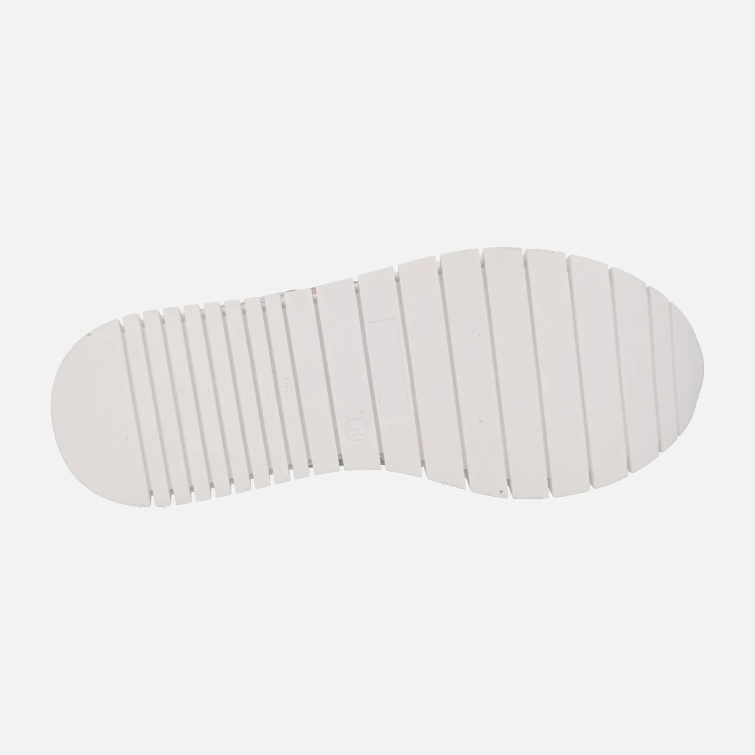 Zapatillas deportivas en combinado de piel y tejido rejilla con cordones elásticos