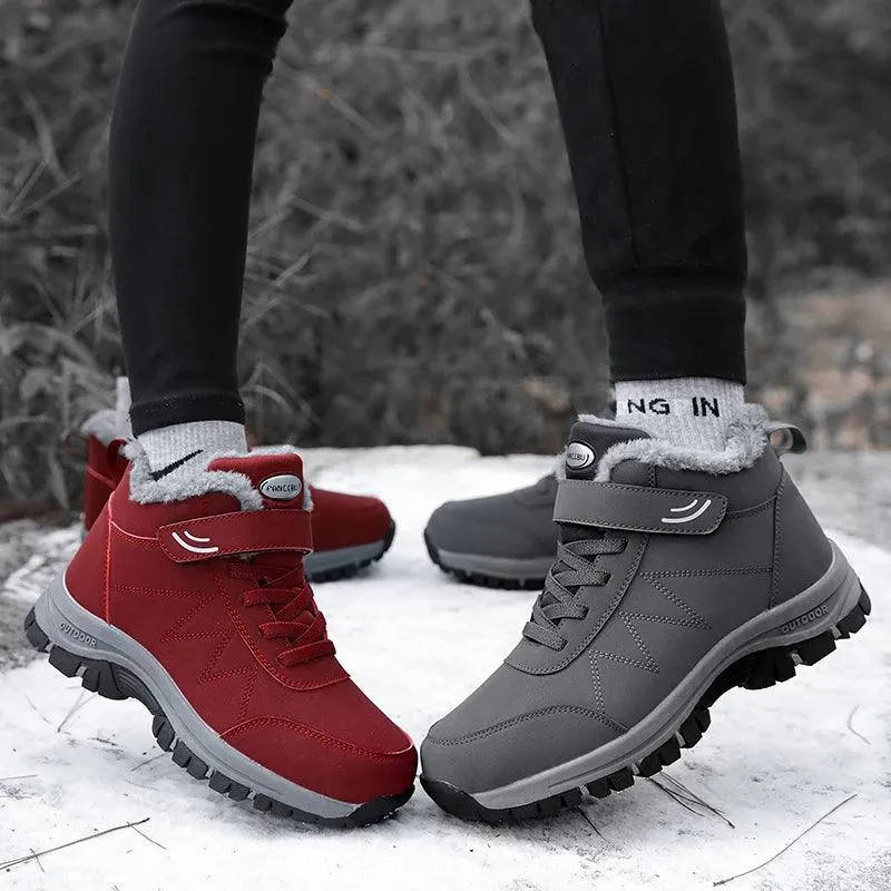 Zapatillas impermeables de cuero Pu de felpa Unisex